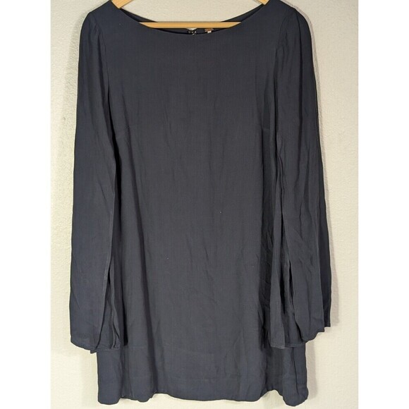 Free People Dress Womens Small Navy Blue Long Split Flowy Sleeve Relaxed Mini - Picture 1 of 7